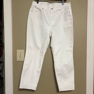 Talbots Women’s Flawless 5 Pocket Slim Ankle Curvy White Jeans Cotton Petite 12